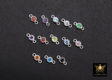 925 Sterling Silver Birthstone Connectors, Top Quality CZ 3 mm Bezel Links #3078, Black Onyx CZ Permanent Jewelry