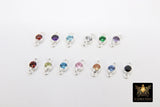 925 Sterling Silver Birthstone Connectors, Top Quality CZ 3 mm Bezel Links # 3078, Black Onyx CZ Permanent Jewelry