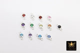 925 Sterling Silver Birthstone Connectors, Top Quality CZ 3 mm Bezel Links # 3078, Black Onyx CZ Permanent Jewelry