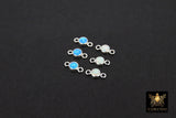 925 Sterling Silver Solitaire Connectors, 3 mm White Opal Links #325, CZ Style Genuine Silver Blue Opal