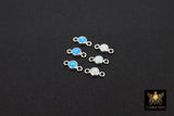 925 Sterling Silver Solitaire Connectors, 3 mm White Opal Links # 325, CZ Style Genuine Silver Blue Opal