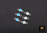 925 Sterling Silver Solitaire Connectors, 3 mm White Opal Links #325, CZ Style Genuine Silver Blue Opal