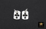 925 Sterling Silver Cross Charms, 11 mm Silver Rectangle Cut Out Cross Scapula #116, Maltese Religious Cross Jewelry