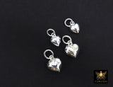 925 Sterling Silver Tiny Heart Charms, 6 mm or 10 mm Puff Heart Charms #55, Love Charm Bracelet