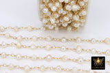 Natural Pearl Chain, 5-7 mm Freshwater Beaded Chain CH #527, Gold Wire Wrapped