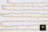 Natural Pearl Rosary Chain, 5-7 mm Freshwater Beaded Rosary Chain CH #527, Gold Wire Wrapped