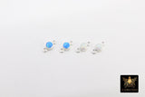 925 Sterling Silver Solitaire Connectors, 3 mm White Opal Links # 325, CZ Style Genuine Silver Blue Opal