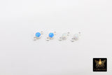 925 Sterling Silver Solitaire Connectors, 3 mm White Opal Links #325, CZ Style Genuine Silver Blue Opal