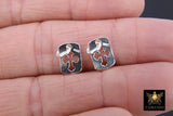 925 Sterling Silver Cross Charms, 11 mm Silver Rectangle Cut Out Cross Scapula #116, Maltese Cross Jewelry