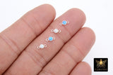 925 Sterling Silver CZ White Blue Opal Connectors