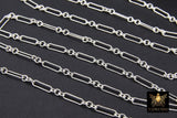 925 Sterling Silver Paperclip Chain, 11 mm Rectangle Drawn CH #807, Large Long Short Rolo Link Chain