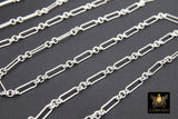 925 Sterling Silver Paperclip Chain, 11 mm Rectangle Drawn CH #807, Large Long Short Rolo Link Chain