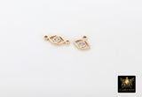 14 K Gold Filled Evil Eye Connector, CZ Micro Pave Evil Eyes Charms # 3453, Tiny Minimalist Permanent Jewelry Links