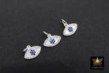 925 Sterling Silver Evil Eye Charms, Gold CZ Micro Pave Blue Evil Eyes Charms # 3509, Tiny Minimalist Jewelry Charm