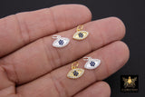 925 Sterling Silver Evil Eye Charms, Gold CZ Micro Pave Blue Evil Eyes Charms # 3509, Tiny Minimalist Jewelry Charm