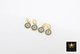 925 Sterling Silver Evil Eye Charms, 6 mm Gold CZ Micro Pave Blue Evil Eyes Charms # 3508, Tiny Round Minimalist Jewelry Charm