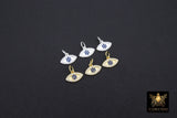 925 Sterling Silver Evil Eye Charms, 6 mm Gold CZ Micro Pave Blue Evil Eyes Charms #3508, Tiny Round Minimalist Jewelry Charm