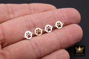 14 K Gold Filled Tiger Paw Connector, 7 mm Round 925 Sterling Silver Animal Charm # 3504, Permanent Jewelry Dog Paw Links