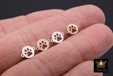 14 K Gold Filled Tiger Paw Connector, 7 mm Round 925 Sterling Silver Animal Charm # 3504, Permanent Jewelry Dog Paw Links