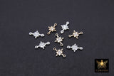 14 K Gold Filled CZ Star Connectors, 6 mm CZ 925 Sterling Silver Links # 3500, Starburst Permanent Jewelry