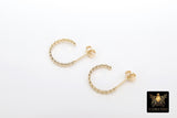 14 K Gold Filled Hoop Earrings, 13 mm Gold Round Nugget Earrings # 3404, High Quality Wire Hoops