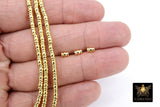 Gold Faceted Drum Beads, Gold Metal Beads BS# 303, Small 3 x 5 mm Gold Tube Bead Spacers - 10 Strands