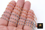 14 K Gold Filled Enamel Figaro Paperclip Rolo Unfinished Chain By The Foot Blue Red White Pink