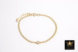 14 K Gold Filled CZ Cuban Curb Chain Adjustable Bracelet