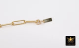 14 K Gold Filled Paperclip Chain Bracelet, Rectangle Chain Link Bracelet, Stamped 14/20