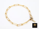 14 K Gold Filled Paperclip Chain Bracelet, Rectangle Chain Link Bracelet, Stamped 14/20