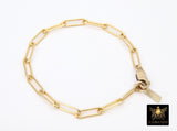 14 K Gold Filled Paperclip Chain Bracelet, Rectangle Chain Link Bracelet, Stamped 14/20