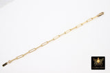 14 K Gold Filled Paperclip Chain Bracelet, Rectangle Chain Link Bracelet, Stamped 14/20