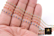 14 K Gold Filled Paperclip Enamel Chain, 5 mm Blue Red Figaro Chains CH# 786, Pink or White By The Foot