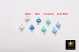 925 Sterling Silver Solitaire Connectors, 4 mm White Opal Links #2338, Pink CZ Style Silver Blue Opal