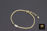 14 K Gold Filled Curb Chain Bracelet, Angel Number Adjustable Chain Link Bracelet, Stamped 14/20 Heart