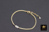 14 K Gold Filled Curb Chain Bracelet, Angel Number Adjustable Chain Link Bracelet, Stamped 14/20 Heart