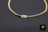 14 K Gold Filled Curb Chain Bracelet, Angel Number Adjustable Chain Link Bracelet, Stamped 14/20 Heart