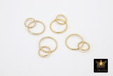 14 K Gold Filled Two Circle Link, 10 and 15 mm 925 Sterling Silver Hammered Interlocking Ring # 2551, Textured Double Infinity Soldered Ring