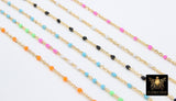 14 K Gold Filled Dainty Beaded Satellite Enamel Chain, Rainbow Jewelry CH #771, By Yard Unfinished Flat Cable