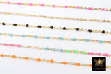 14 K Gold Filled Dainty Beaded Satellite Enamel Chain, Rainbow Jewelry CH #771, By Yard Unfinished Flat Cable