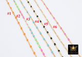 14 K Gold Filled Dainty Satellite Enamel Bracelet, Rainbow Beaded Adjustable Jewelry, Charm Bracelet