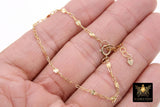 14 K Gold Filled Paperclip Chain Bracelet, Adjustable Starburst Sequin Bar Chain Link Bracelet, Stamped 14/20