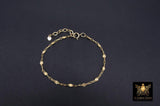 14 K Gold Filled Paperclip Starburst Adjustable Charm Bracelet