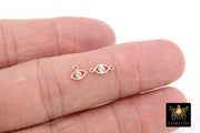 14 K Gold Filled Evil Eye Connector, CZ Micro Pave Evil Eyes Link #3453,  Tiny Minimalist Permanent Jewelry