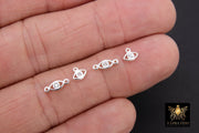 925 Sterling Silver Evil Eye Connector, CZ Micro Pave Evil Eyes Charms # 3507, Tiny Minimalist Jewelry Links