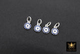 925 Sterling Silver Evil Eye Charms, 6 mm Gold CZ Micro Pave Blue Evil Eyes Charms #3508, Tiny Round Minimalist Jewelry Charm