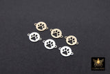 14 K Gold Filled Tiger Paw Connector, 7 mm Round 925 Sterling Silver Animal Charm #3504, Permanent Jewelry Dog Paw Links
