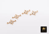 14 K Gold Filled CZ Star Connectors, 6 mm CZ 925 Sterling Silver Links # 3500, Starburst Permanent Jewelry