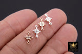 14 K Gold Filled CZ Star Connectors, 6 mm CZ 925 Sterling Silver Links # 3500, Starburst Permanent Jewelry