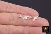 14 K Gold Filled CZ Star Connectors, 6 mm CZ 925 Sterling Silver Links ##2238, Starburst Permanent Jewelry